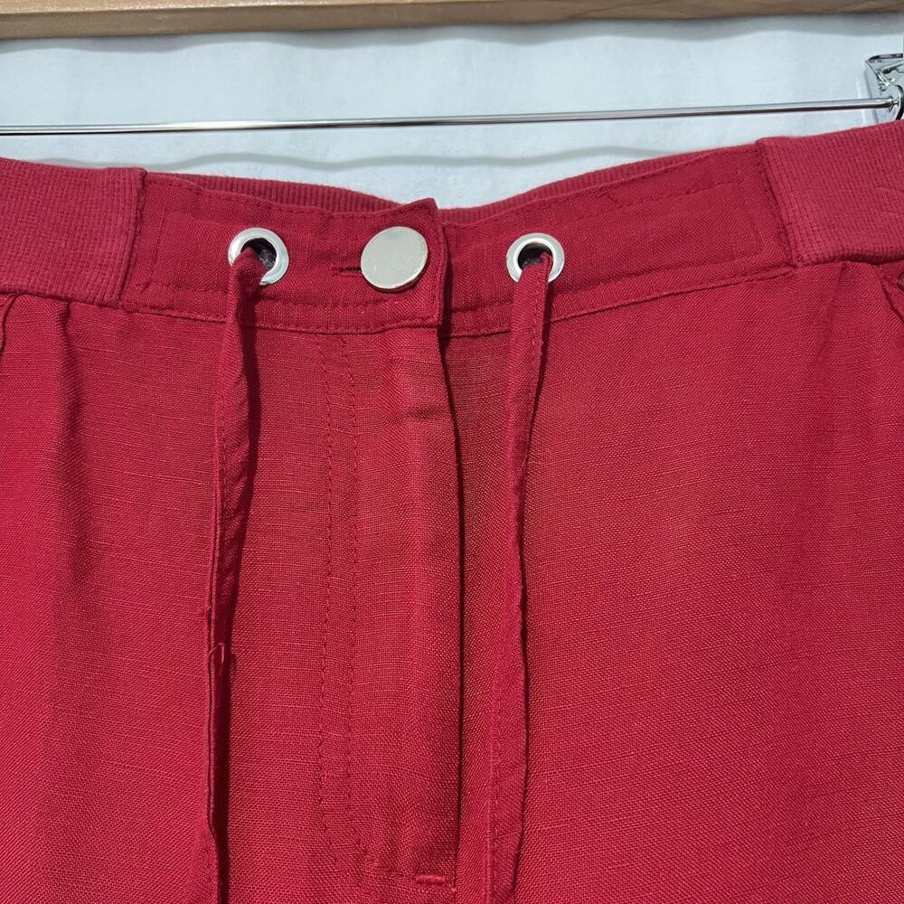 JM Collection Linen Blend Pants Woman L Pockets Red Wide Leg Resort Vacation - Picture 4 of 12